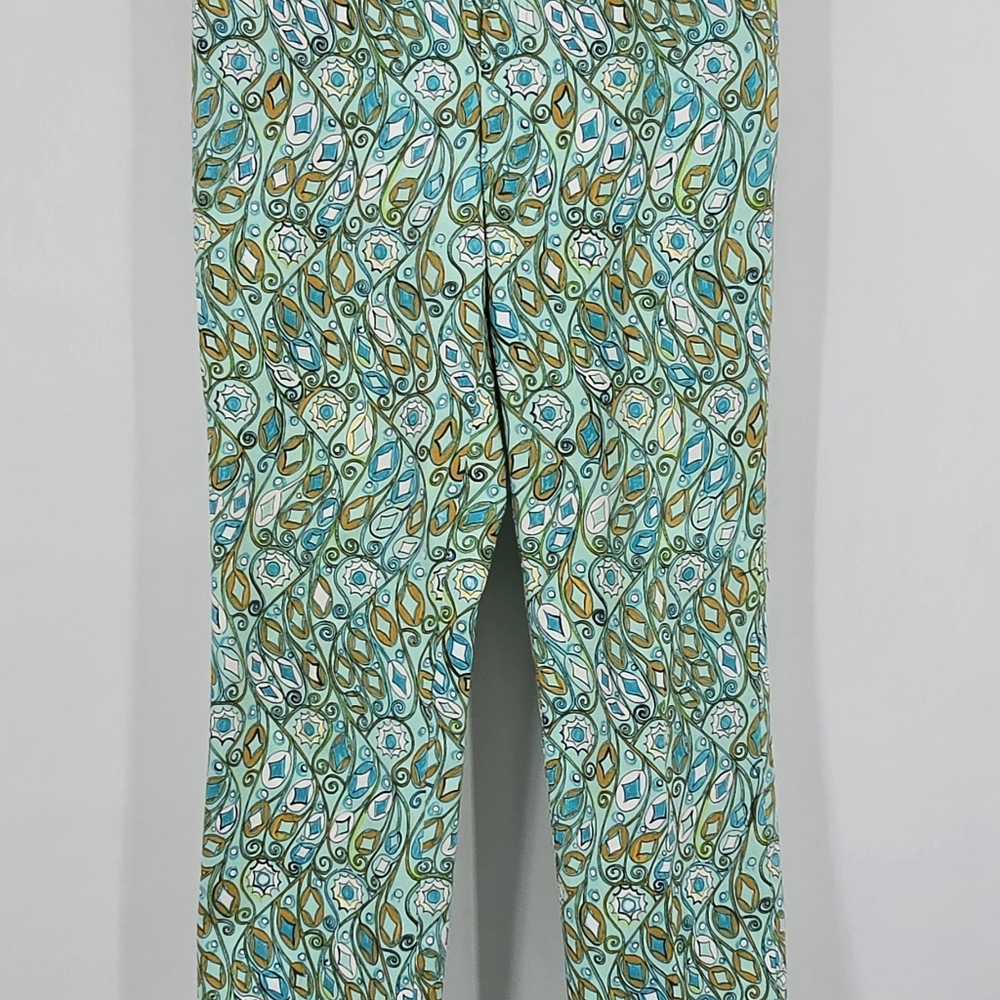 Doncaster Aqua Print Slacks Women's Size 4 - Picture 2 of 6